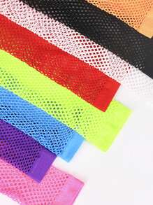 1pair Bright Color Coarse Mesh Fishnet With Elastic Gloves, Sexy Bridal Long Gloves, Punk Half-Finger Nightclub Party Etiquette Gloves, Suitable For Cos Clothing With Corresponding Colors.