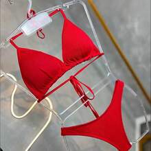 Bronze Double String Bikini Set For Adults - 墨綠色 - 查看 6