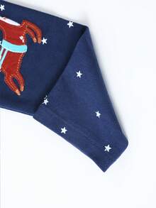 Cô Gái Trẻ Thêu Giáng sinh Đã vá Xà cạp - Màu xanh hải quân - Xem 5