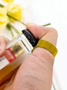 1 PC, Đường kính 0,7 inch trong Vòng, Tháo Mở Nắp Chai, Đeo Nhẫn, Vòng Mở Nắp Chai Bằng Thép Không Gỉ Sáng Tạo, Mở Nắp Chai Bằng Thép Titan, Nhẫn Rượu Vang, Đen và Vàng - Nhiều màu - Xem 7