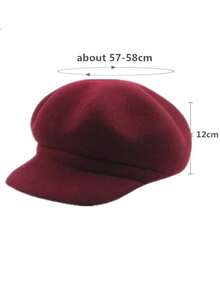 1 szt. Damska jesień zima koreańska vintage czysta wełna ośmiokątny kapelusz zewnętrzny kapelusz chroniący przed słońcem