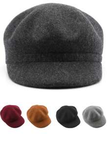 1 szt. Damska jesień zima koreańska vintage czysta wełna ośmiokątny kapelusz zewnętrzny kapelusz chroniący przed słońcem