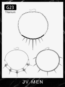 1 件钛钢项链男士嘻哈朋克吊坠项链，骷髅锥珍珠项链，适合万圣节、礼物 - 銀色 - 查看 12