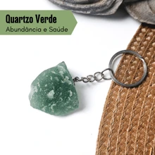 Raw Stone Keychain - Resistant - Italian Keychain 25mm + 8mm Link - Crystal Keychain - 綠石英 - 查看 1