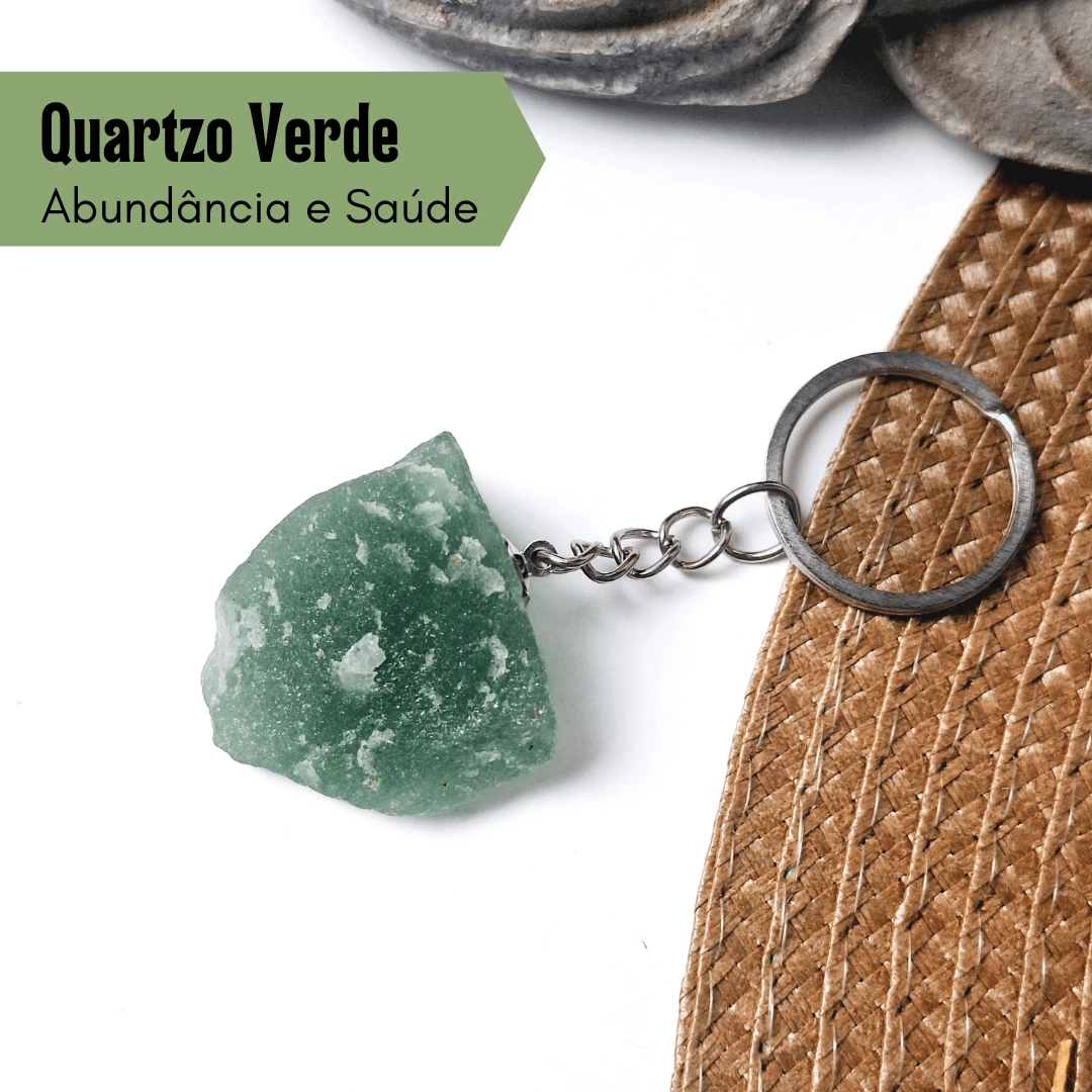 Raw Stone Keychain - Resistant - Italian Keychain 25mm + 8mm Link - Crystal Keychain - 綠石英 - 查看 1