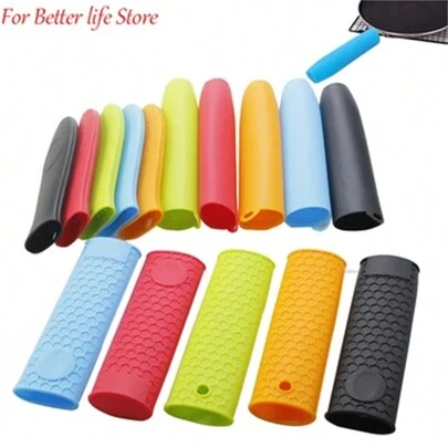 1pc Silicone Pot Handle Cover Insulation Cover Kitchen Tools Silicone Insulation Pot Handle Cover Anti Slip Pot Handle Cover
