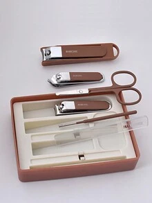 指甲刀套装，家用指甲刀，指甲剪，耳垢清除工具，男女皆宜 - 咖啡 - 查看 3