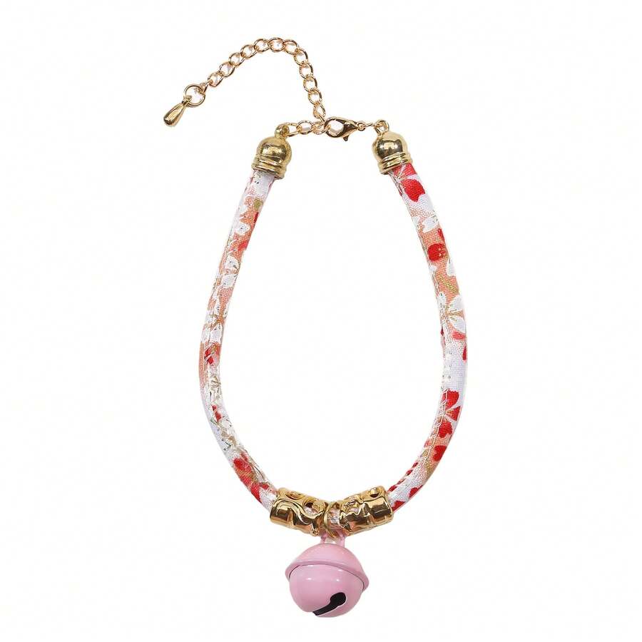 1pc Charming VintageStyle Cat Collar With Bell, Durable Necklace For