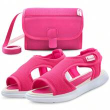 BB&Kids Pink Girls' Children's Papete Sandal Kit With Comfortable Bag - Màu Hồng Tươi - Xem 1
