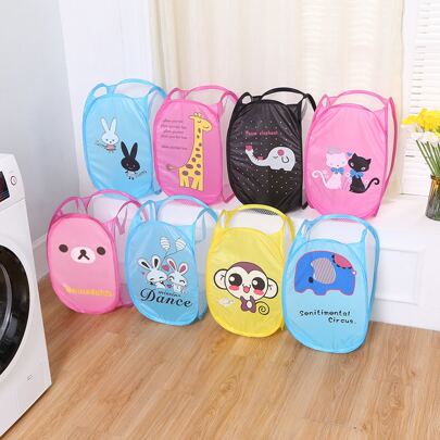 1 pieza Cesta de baño y lavandería con diseño de dibujos animados, bolsa de almacenamiento plegable de juguetes, organizador de artículos varios, cesto de ropa, organizador de baño, cesta, cesta de almacenamiento, cesta de lavandería plegable