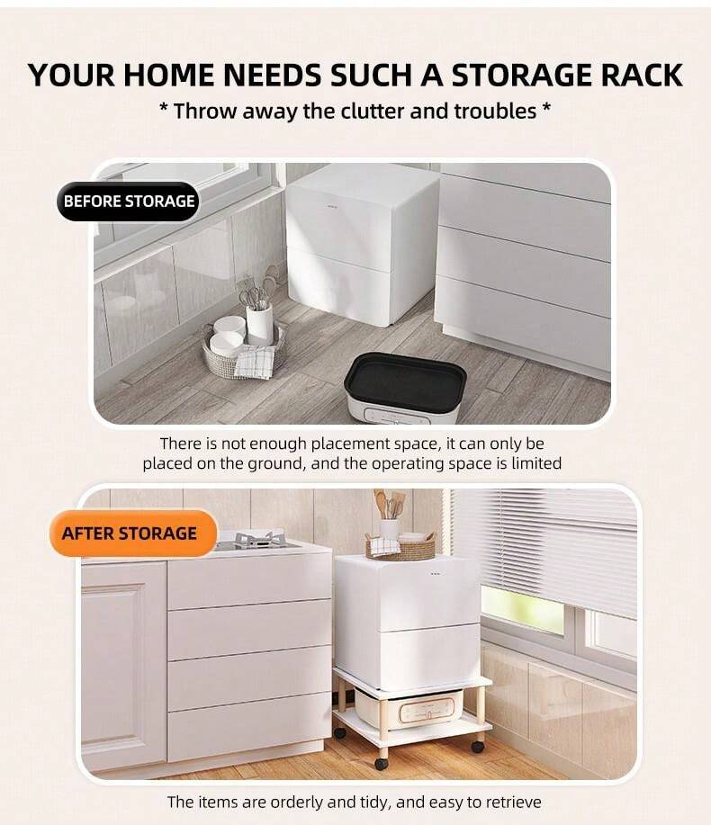 Home Use Mini Fridge Stand, Movable Disinfection Raiser, Wooden