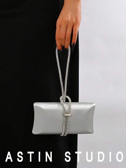 Lightweight, Business Casual Rhinestone Decor Bucket Bag Mini Drawstring Design, Clear Bag Faux Pearl Bag Evening Bag, Dinner Bag Glamorous, Elegant, Exquisite, Quiet Luxury Rhinestone For Party Girl, Woman, Bride Perfect For Party, Dinner/Banquet Christmas Party Dress, Perfectly Matching With New Years Outfit, Excellently Matching With Party Dresses For Women, Essential Wedding Items,Perfectly Matching With Graduation Dress, Prom Dresses, Clutch Bag For Wedding ,Wedding