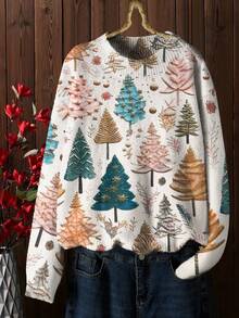 Maglione lavorato a maglia a girocollo con stampa floreale e maniche lunghe