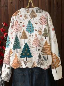 Maglione lavorato a maglia a girocollo con stampa floreale e maniche lunghe