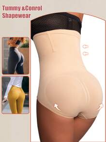 2 Pcs High Waist Contorl Tummy Panties Seamless Women's Shapewear Body Shaper Waist Trainer Slimming Falt Belt Sheath Woman Shaping Panty Ladies Briefs Underwear - Apricot - View 3