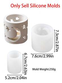 2PCS 3D Hollow Candle Holder Silicone Mold Epoxy Resin Mould Star Moon Pattern Candlestick Gypsum Handicraft Gift Making Molds Home Decoration - Candlesticks Molds - View 2