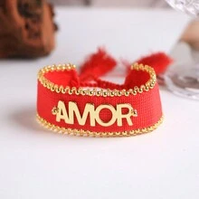 1 件手工设计彩色针织面料编织字母配 18k 镀金手链吊坠女式手链 - Charm Bracelet - 查看 4