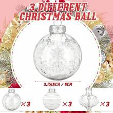 圣诞球装饰物套装 9 件 80 毫米/3.15 英寸防碎透明闪光圣诞树装饰物悬挂装饰物适用于圣诞节装饰、万圣节、万圣节装饰 - Christmas Ball - 查看 2