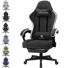Fabric Gaming Chair With Footrest, Computer Desk Chair With Pocket Spring Cushion, Home Office Chair Ergonomic High Back Support Lumbar Support Heavy Duty Wide - Black - View 2