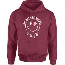 Melting Smile Face 100 Days Of School Adult Hoodie Sweatshirt - 寶藍色 - 查看 6
