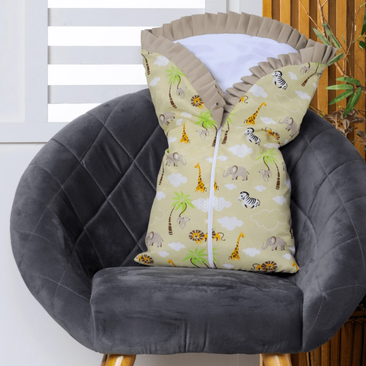 Baby Sleeping Bag With ZIPPER And ELASTIC Cold Winter Printed Fabric 100% Cotton Boy And Girl - 狩獵卡其色 - 查看 1