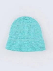 1pc Solid Color Warm Knitted Hat, Soft Fluffy Yarn, Fashionable Unisex Beanie, Autumn/Winter - 1pcs - View 23