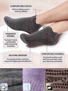 3 pares de calcetines de yoga para mujer, transpirables y antideslizantes con agarre, para gimnasio