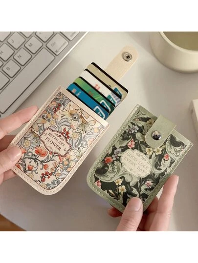 1pc PU Leather Wallet Card Holder, With Wallet, Photo Frame And Multiple Card Slots, Unisex Fashion Casual Wallet, Ultra-Thin Soft Storage Bag, Business Short Wallet, Minimalist Style, Large Capacity Floral Print Design, Portable, Retro Style With Coin Purse, New Women Small Bag, Suitable As Holiday Gift, Birthday Gift, Mother's Day Gift, Easter Gift, Halloween Gift, Christmas Gift, Teacher's Day Gift