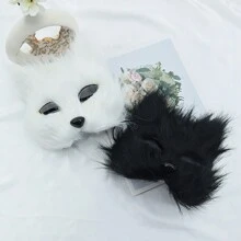 1pc Fox Mask Halloween Party Ball Mask Male Female Half Face Animal Mask Performance COS Mask - Half Face Fox - View 2