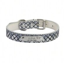 1 chiếc Vòng cổ cho chó cưng bằng vải PU kẻ sọc sequin tùy chỉnh có họa tiết thú vị, bảng tên khắc, số điện thoại, kích thước có thể điều chỉnh, phù hợp với chó nhỏ và vừa, mèo để tránh mất mát - Bạc - Xem 14