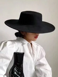 1pc Unisex Plain Felt Fedora Hat, Warm & Versatile, Vintage Elegant British Style, Suitable For Party, Casual Wear, Autumn/Winter - MZ1443 - View 3