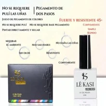 Set de 6 Esmaltes para Uñas UV Gel Semipermanente Lé Kasi Gama D Manicura Profesional Colores Modernos Larga Duración Nail Art Secado Rápido Brillo Gel Polish Uñas Decoración - Negro - Ver 3