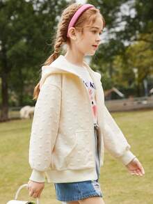 ASK JUNIOR Tween 女童纯色连帽夹克运动休闲外套，秋季 - 白色 - 查看 9