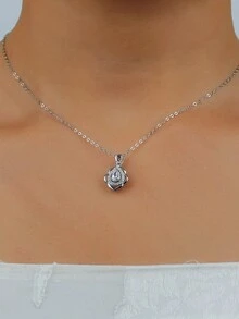 1 chiếc vòng cổ mặt đá Zirconia bạc Sterling 925, thiết kế tối giản với phong cách cao cấp, quà tặng hàng ngày hoặc lễ hội cho phụ nữ - Bạc - Xem 2