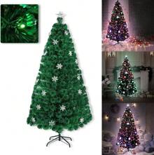 LILIIN Artificial Christmas Tree With Stand Artificial Christmas Tree Simulation Christmas Tree Artificial Christmas Trees For Indoor And Outdoor Decoration (With Colorful LED Snowflake, 120cm/150cm/180cm/210cm/240cm) - Green - View 1