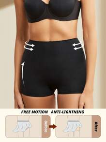 FLARIXA 1 件高腰无缝平角内裤女式平角裤裙下柔软内裤休闲舒适内衣防走光不卷边打底短裤内衣 - 黑色 - 查看 8