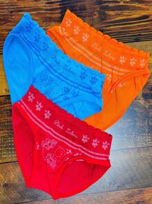 Kit 3 Children Girls Comfort Fabric Panties - 彩色 - 查看 3