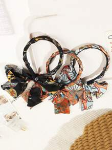 3条复古长款丝带发带，波西米亚风发带，女士头巾，时尚发饰，可调节编织发带，适合运动、瑜伽、健身，打结缎面发带，蝴蝶结波西米亚风可调节防滑发带，适合女性（黑色、橙色、蓝色），发箍，发圈头饰 - 彩色 - 查看 6