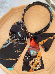 3条复古长款丝带发带，波西米亚风发带，女士头巾，时尚发饰，可调节编织发带，适合运动、瑜伽、健身，打结缎面发带，蝴蝶结波西米亚风可调节防滑发带，适合女性（黑色、橙色、蓝色），发箍，发圈头饰 - 彩色 - 查看 8