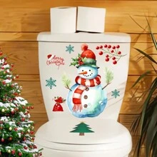 Snowman Patterned Toilet Sticker, Decorative For Bathroom Toilet Background,Stickers,Wall Decal, Vinyl Decal For Home Decorations,Spring Decoration Items Refresh Your Home,Rama Decoration Stickers Christmas  Christmas Decor  Christmas Decorations Christmas Decoration Room Decor - Multicolor - View 6