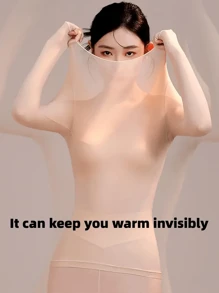 4pcs Seamless Thermal Underwear, Soft And Comfortable Long-Sleeved Slim-Fitting Base Layer Top, Women's Underwear And Sleepwear