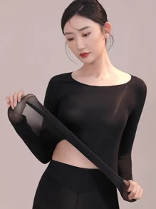 4pcs Seamless Thermal Underwear, Soft And Comfortable Long-Sleeved Slim-Fitting Base Layer Top, Women's Underwear And Sleepwear