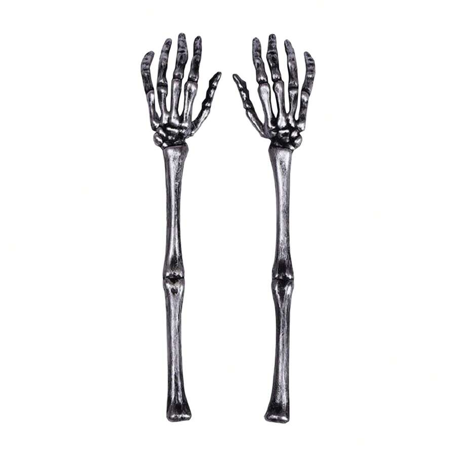 Decoración de Halloween con manos humanas realistas en dorado, plateado, blanco y negro - 32 x 6 cm - Plateado - Ver 1