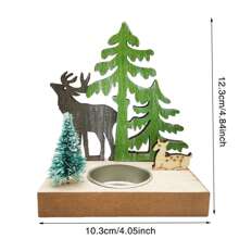 Ornamentos de candelabro navideño, soporte de vela en forma de casa de madera para decoración de ventana y mesa - Multicolor - Ver 10