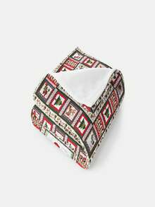 1 件卡通圣诞老人主题法兰绒毛毯，居家房间装饰，野餐旅行舒适毛绒毯，送给家人和朋友的理想圣诞礼物 - 彩色 - 查看 4