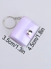 16 Sheets/1 Book/1 Inch, Sparkly White Mini Photo Album Keychain, Simple & Delicate Bag-Insert Style Id Card Holder Back To School,Back To School,School Supplies