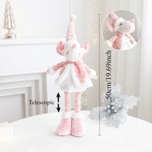 1 件圣诞装饰迷人粉色圣诞伸缩娃娃，可爱雪人麋鹿娃娃，圣诞老人娃娃，室内装饰，圣诞装饰，家居装饰，派对装饰，感恩节礼物 - 彩色 - 查看 4