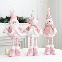 1 件圣诞装饰迷人粉色圣诞伸缩娃娃，可爱雪人麋鹿娃娃，圣诞老人娃娃，室内装饰，圣诞装饰，家居装饰，派对装饰，感恩节礼物 - 彩色 - 查看 2