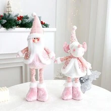 1 件圣诞装饰迷人粉色圣诞伸缩娃娃，可爱雪人麋鹿娃娃，圣诞老人娃娃，室内装饰，圣诞装饰，家居装饰，派对装饰，感恩节礼物 - 彩色 - 查看 8