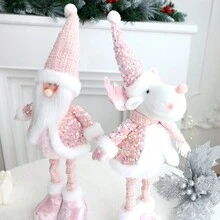 1 件圣诞装饰迷人粉色圣诞伸缩娃娃，可爱雪人麋鹿娃娃，圣诞老人娃娃，室内装饰，圣诞装饰，家居装饰，派对装饰，感恩节礼物 - 彩色 - 查看 7